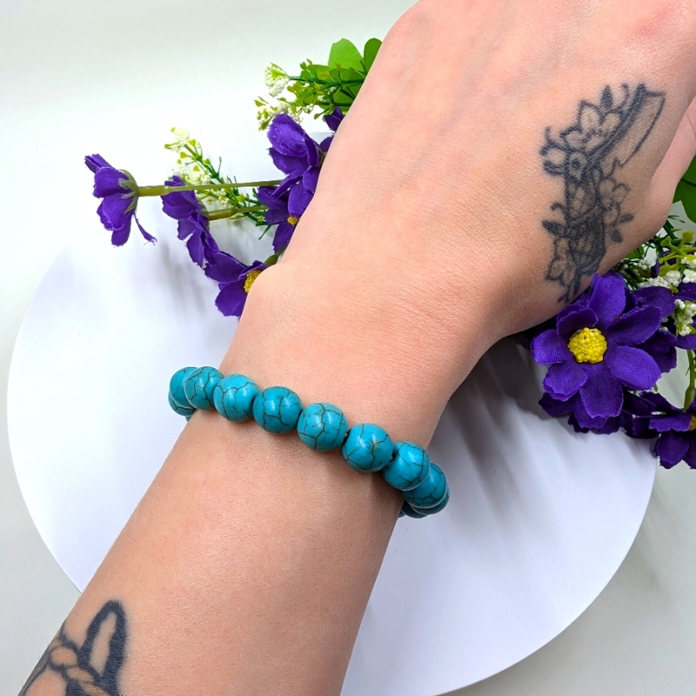 Turquoise Stone Bead Vintage Stretchy Bracelet